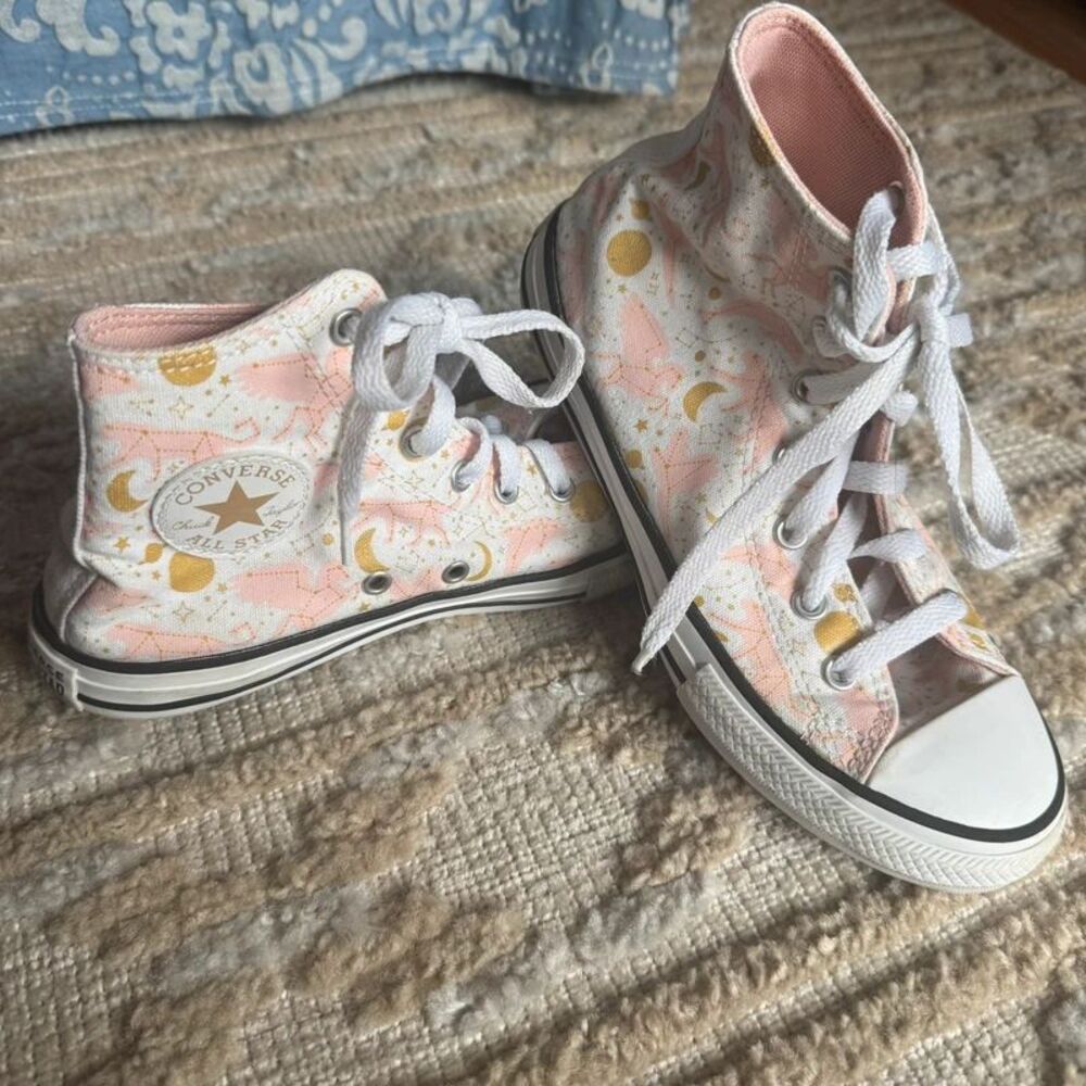 Converse Chuck Taylor All Star High Constellations Pink Gold Youth 3Y Sneakers